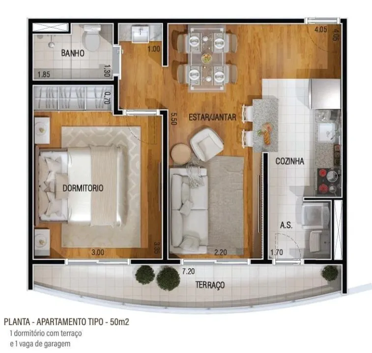Apartamento com 1 quarto à venda, 50m² — foto 3 de 3