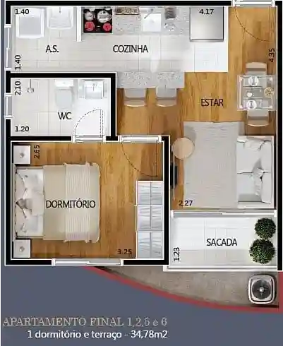 Apartamento com 1 quarto à venda, 35m² — foto 2 de 2