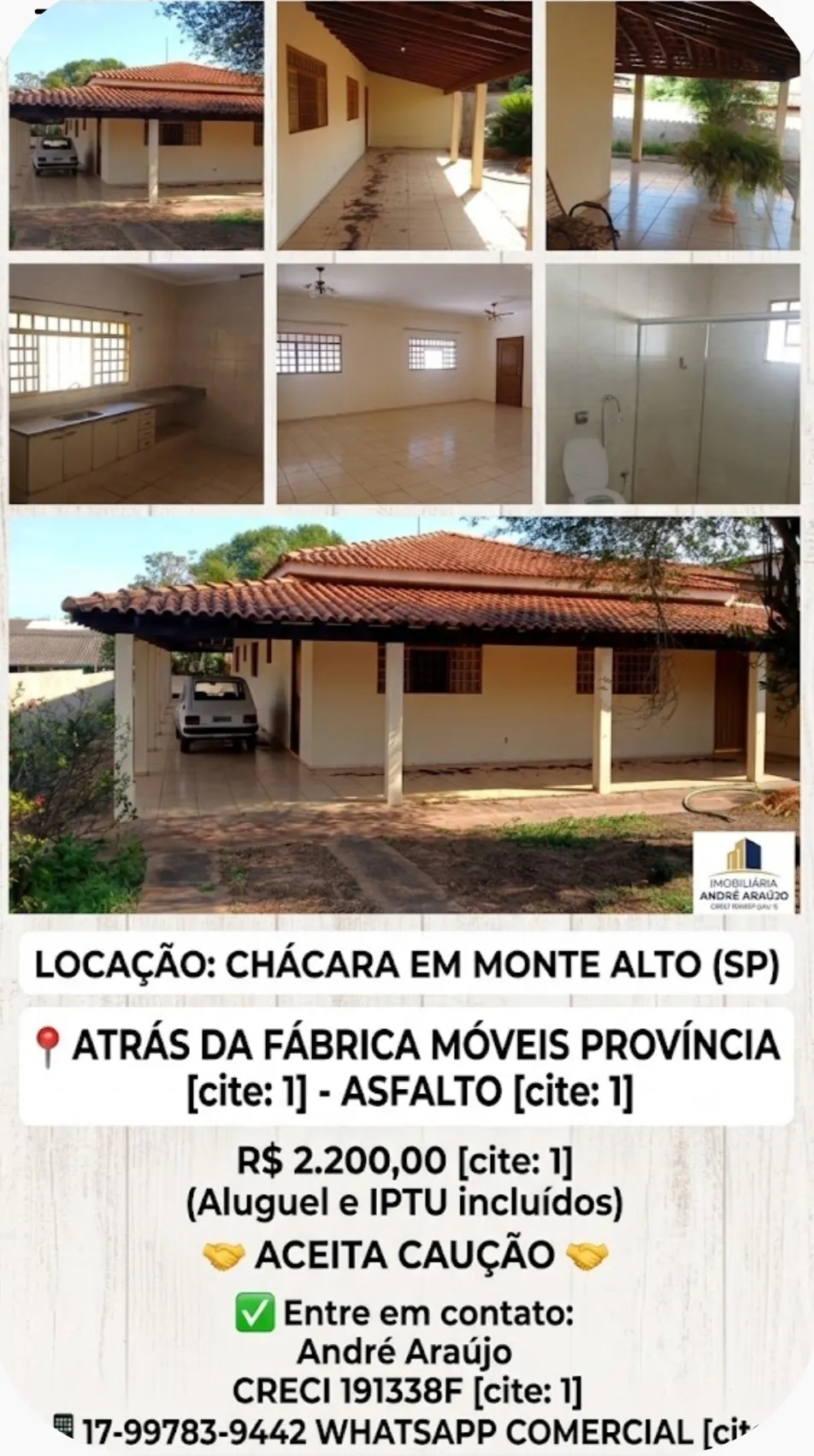 Fazenda / Sítio / Chácara com 2 quartos para aluguel, 1000m² — foto 4 de 4
