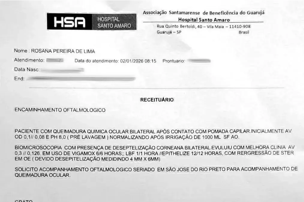 Pasta de cabelo queima córnea de mãe e filha rio-pretenses no litoral