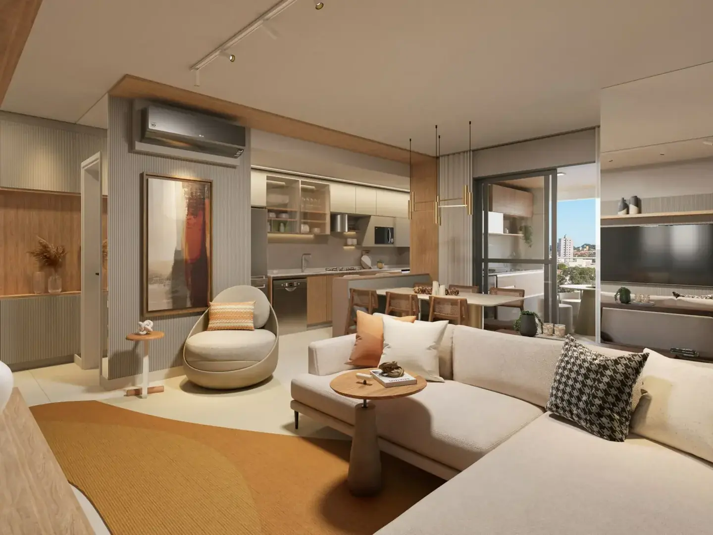 Apartamentos com plantas inteligentes de 64, 74 e 112 m², desenvolvidos para acompanhar diferentes estilos de vida com conforto e funcionalidade (Divulgação)