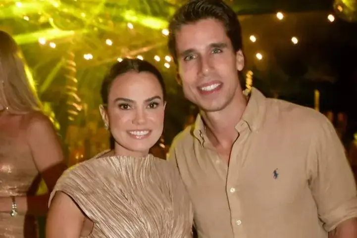Laura e Bráulio Arroyo Ferraz, na recepção do casamento de Victoria Martin Tavares e João César Morais (Renato Milani)