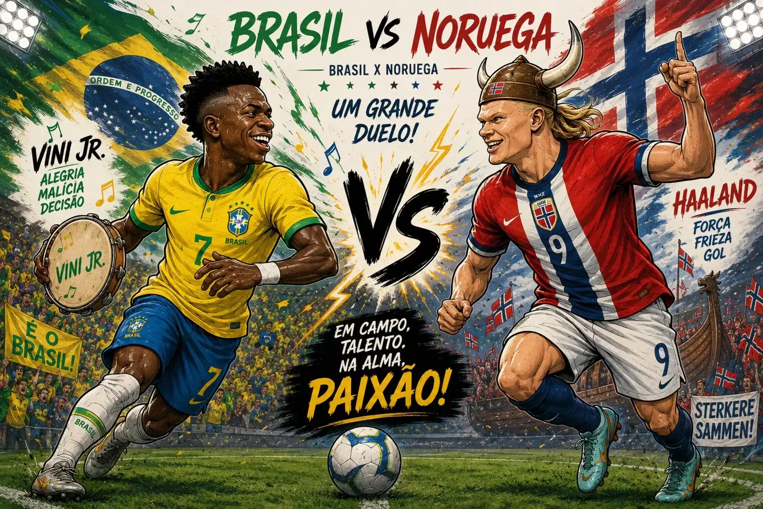 Brasil busca quebrar tabu histórico contra a Noruega (Geração: IA)