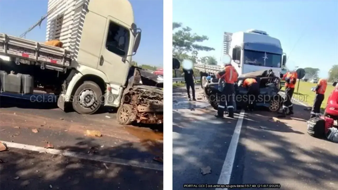 O carro ficou completamente destruído (Divulgação/Agência de Transporte do Estado de São Paulo)