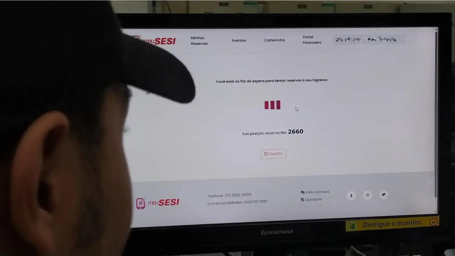 Foi preciso paciência para acessar o site do Sesi na manhã desta segunda, 28 (Gabriel Vital 28/7/2025)