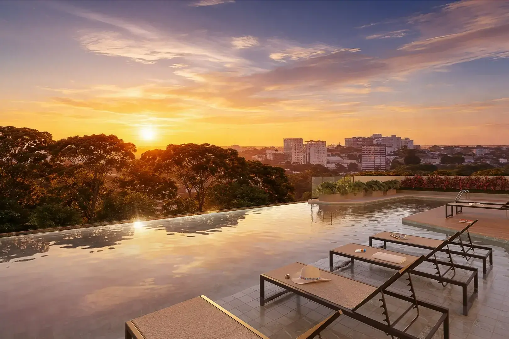 Lazer completo para todas as fases da vida. Piscina com borda infinita, spa, academia, espaço gourmet, brinquedoteca e muito mais para aproveitar todo (Divulgação)