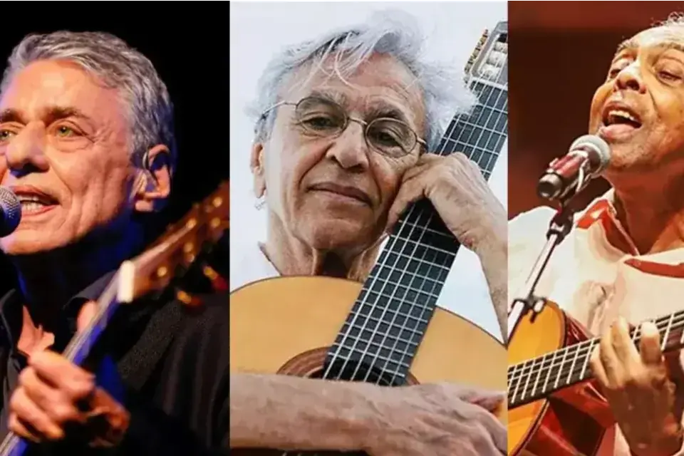 Chico Buarque, Caetano Veloso e Gilberto Gil: trio vai participar de ato no Rio de Janeiro (Divulgação)