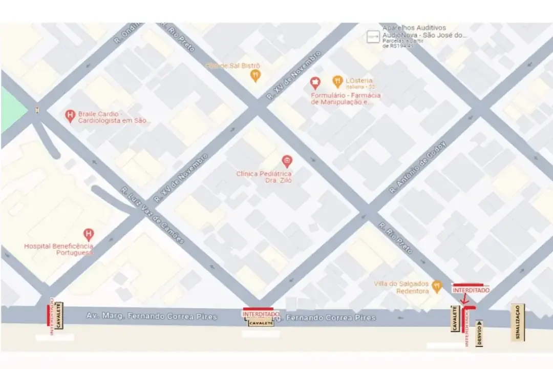 Instalação de geradores vai interditar trecho da avenida marginal Fernando Corrêa Pires em Rio Preto