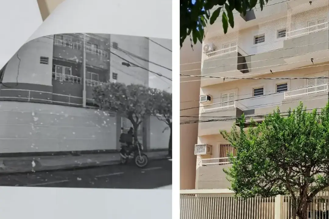 Foto da autuação e da fachada do prédio autuado (Reprodução)