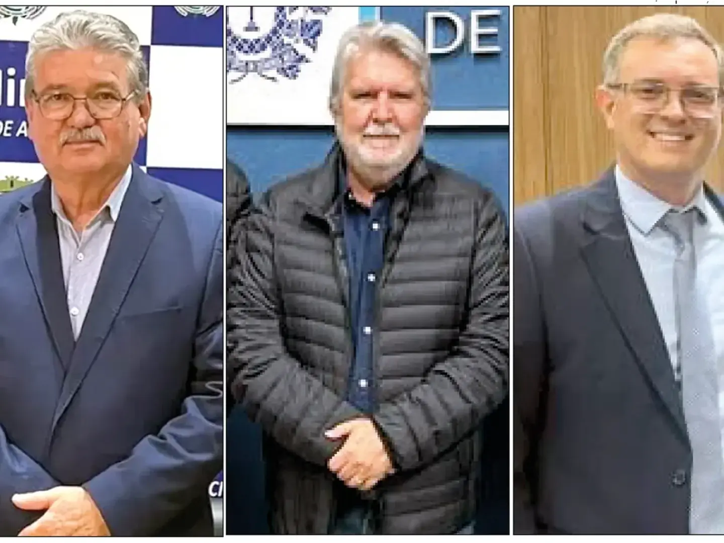 Os prefeitos Edson Hermenegildo (Mirassol), Jorge Seba (Votuporanga) e João Cantarella (Fernandópolis): cidades da região alertadas por arrecad (Fotos/Reprodução Redes Sociais)