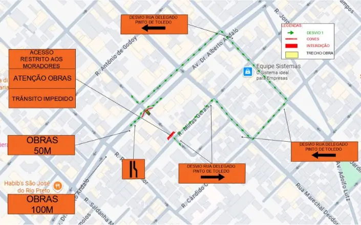 Primeira etapa da obra será na rua Delegado, entre a Andaló e a rua Mirassol (Reprodução)