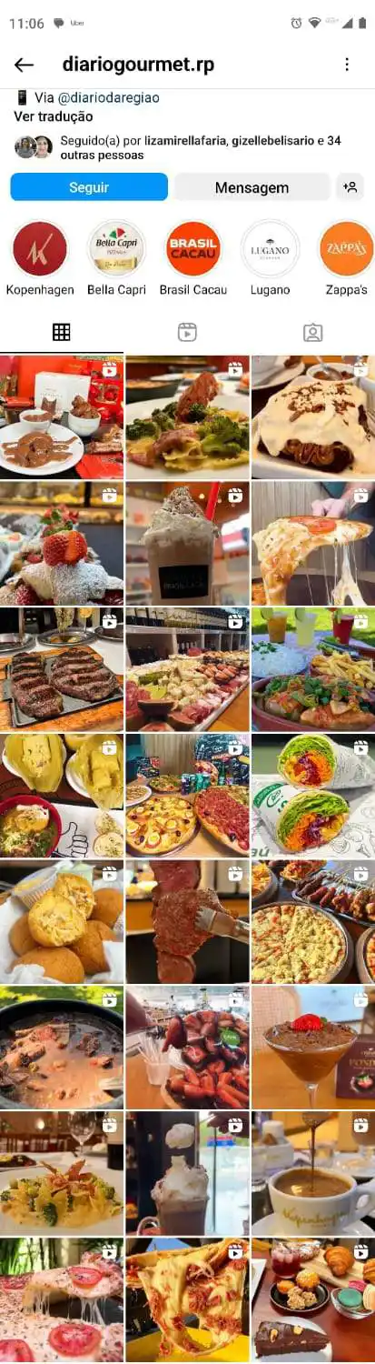 Perfil do Diário Gourmet no Instagram (Reprodução)