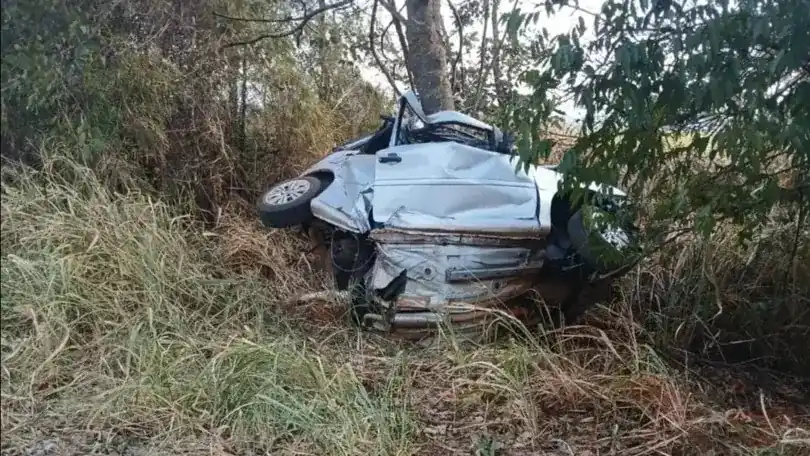 Gol prata bateu contra uma árvore à margem da pista e vítima morreu (Colaboração/Leitor)