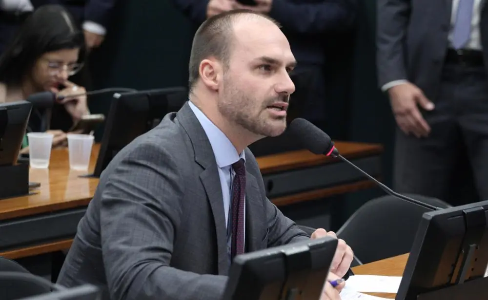 Eduardo Bolsonaro, durante fala em comissão da Câmara dos Deputados (Vinicius Loures/Câmara dos Deputados)