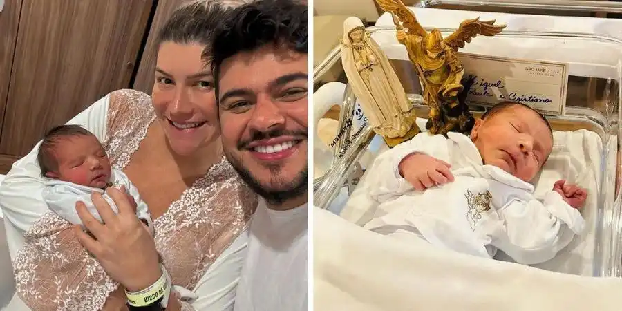 Paula Vaccari e Cristiano com o filho Miguel: bebê tem uma cardiopatia congênita rara (Reprodução/Instagram)