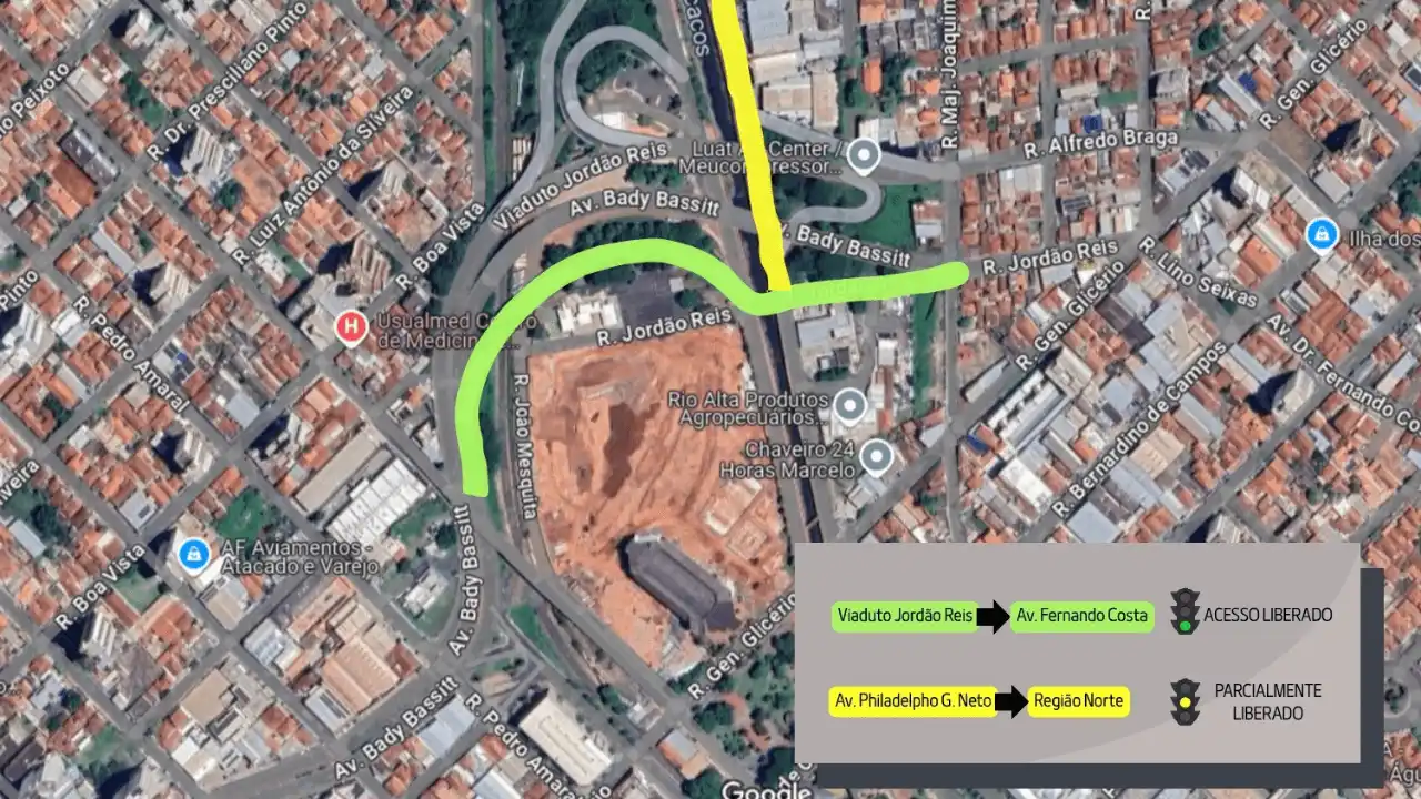 Mapa mostra trecho liberado a partir desta quinta-feira, 15 (Divulgação/Prefeitura de Rio Preto)