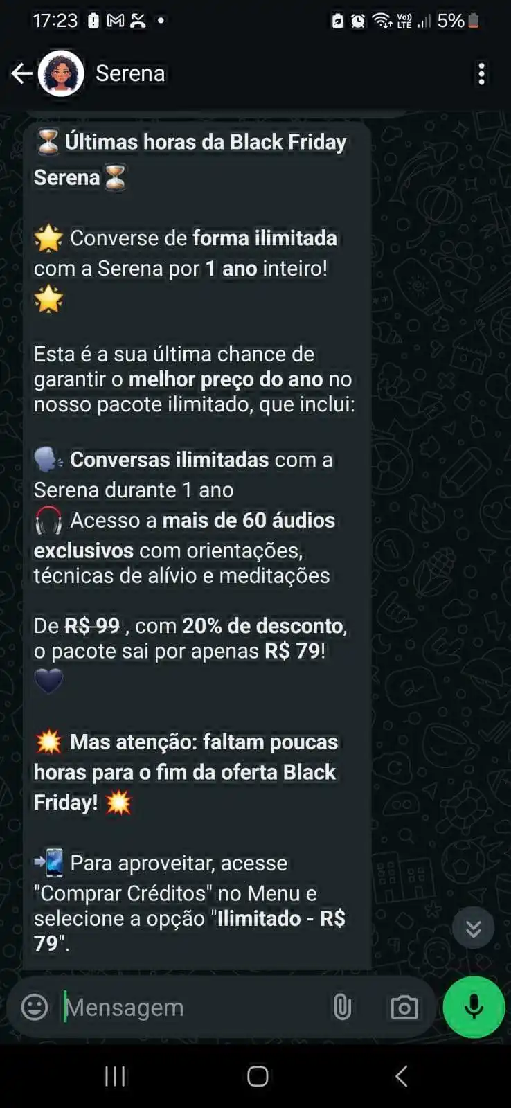 Propaganda sobre terapia com IA durante a Black Friday (Reprodução)