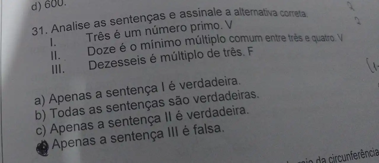 Caderno de prova do concurso de Bady Bassitt apresenta questão respondida com 'V' (verdadeiro) e 'F' (falso) (Colaboração / Leitor)