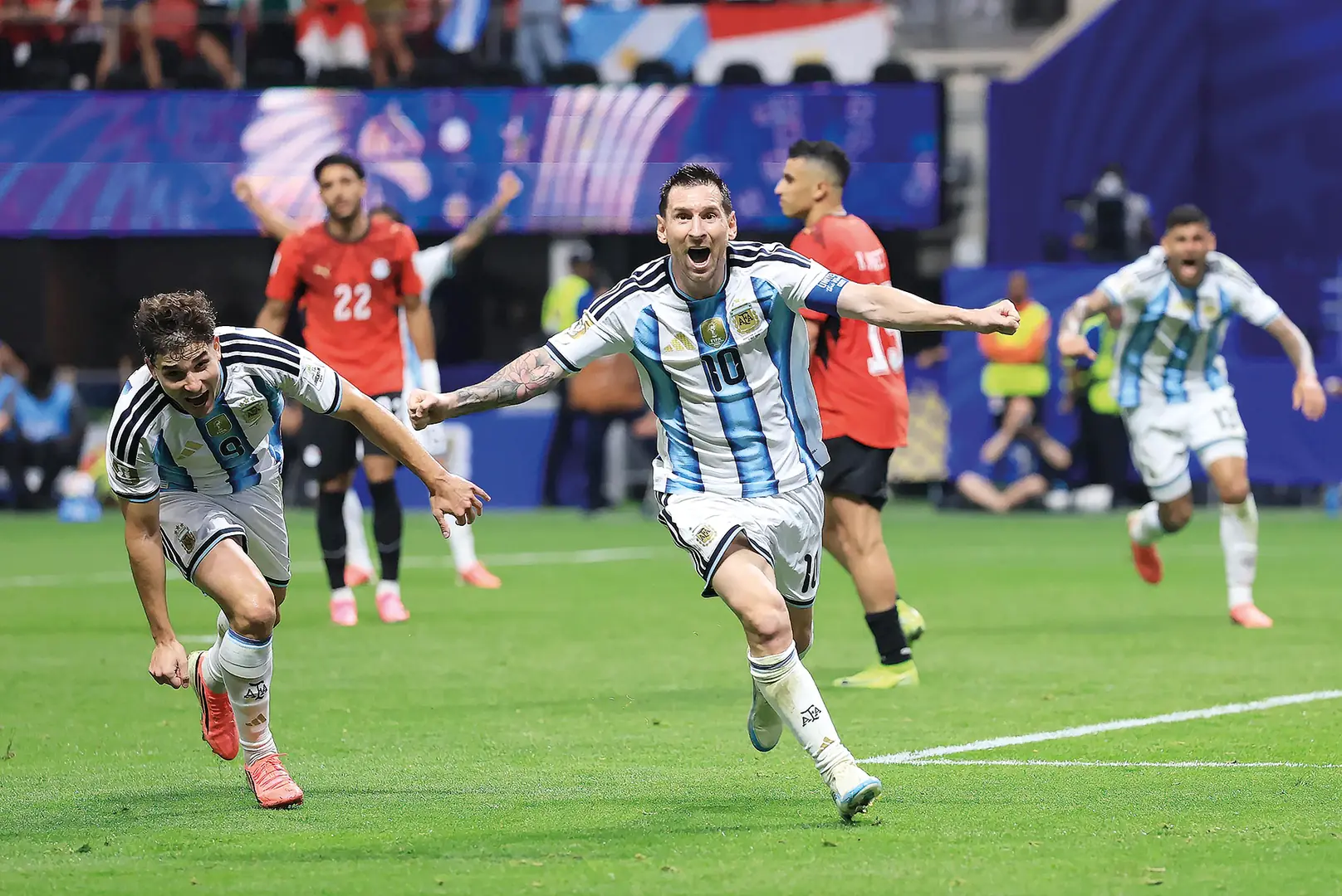 Messi comemora gol de empate contra os egípcios em Atlanta; jornada argentina continua no Mundial sob o comando do craque, que chegou a chorar com a r (Divulgação/Fifa)