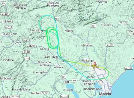 Avião retornou a Maceió após colidir com pássaro (Reprodução/Flight Radar)