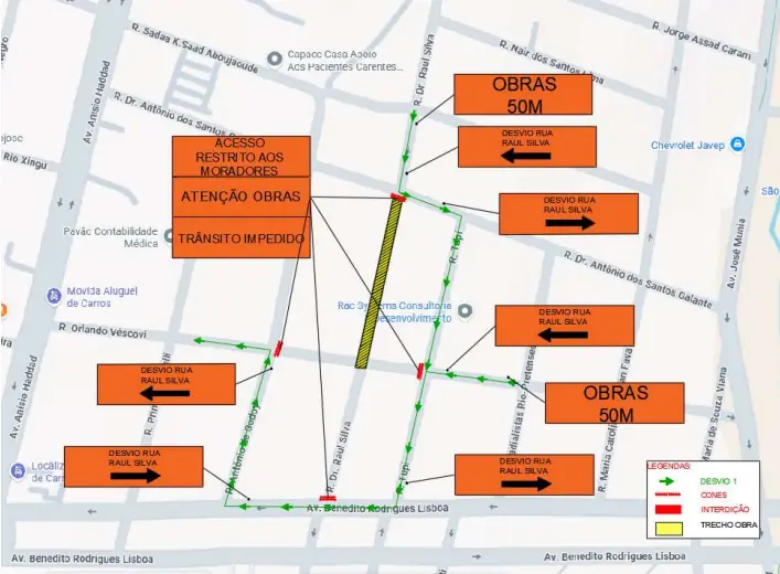 Obras do Semae provocam interdições no trânsito em Rio Preto