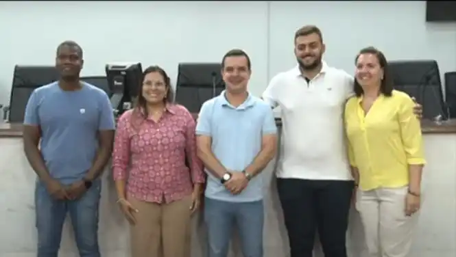 Assessores da Presidência foram anunciados em janeiro; Renan (primeiro à esq) não está nomeado (Reprodução/TV Câmara)