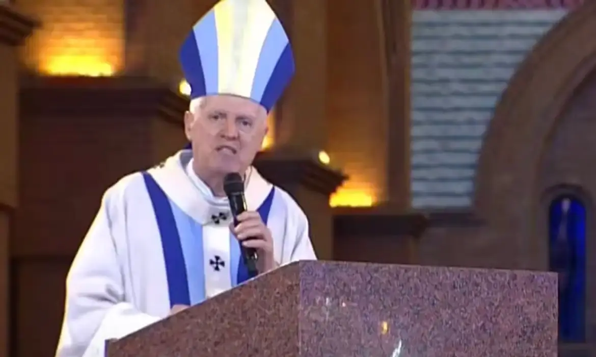 Dom Orlando Brandes, arcebispo de Aparecida, durante missa (Reprodução/Santuário Nacional)