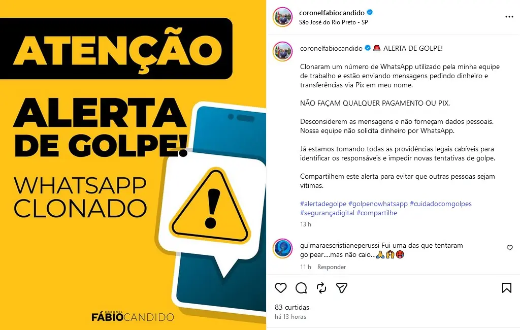 Golpe com Pix: WhatsApp do prefeito de Rio Preto é clonado